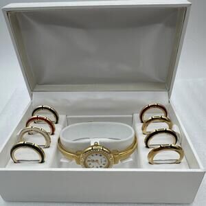Grovana Kay’s Jewelers Women’s Gold Tone Watch Set Swiss Interchangeable Bezels